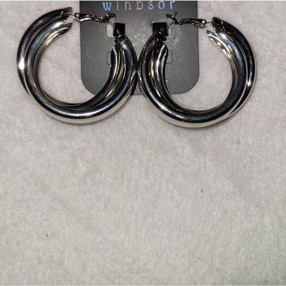 Hypoallergenic silver hoop earrings - Picture 1 of 4
